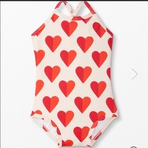 Hanna Andersson Sunblock One Piece Swimsuit Sweet Hearts Pattern